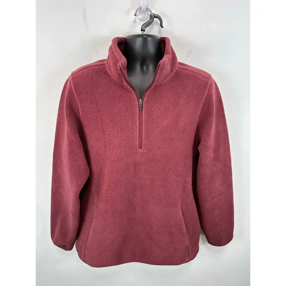 CUTS Clothing High Pile Sherpa Fleece 1/4 Zip Pullover Red Size XL Mens